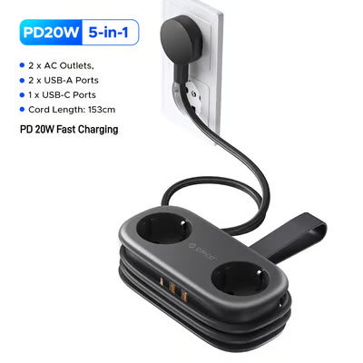 4FT Travel Power Strip with 4 AC Outlets